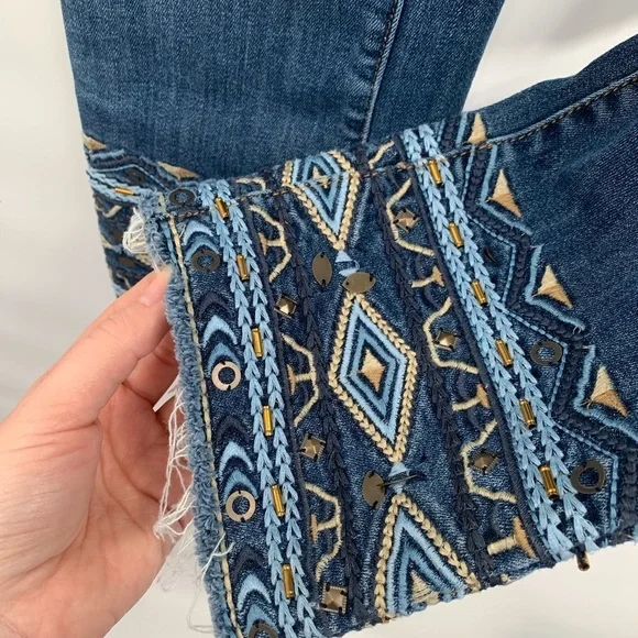 DRIFTWOOD Colette In Canary Jeans Embroidered Boho
